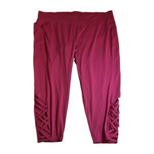 Lane Bryant LIVI Womens Capri 7/8 Leggings Size 30/32 5X Fuchsia Lattice Accent
